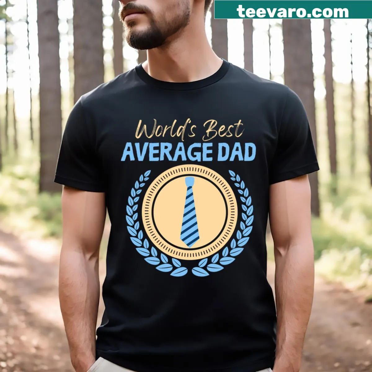 Funny t-shirt for dads proclaiming world's best average dad. — on a men's t-shirt