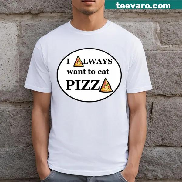 Funny pizza-themed typographic design on T-shirt