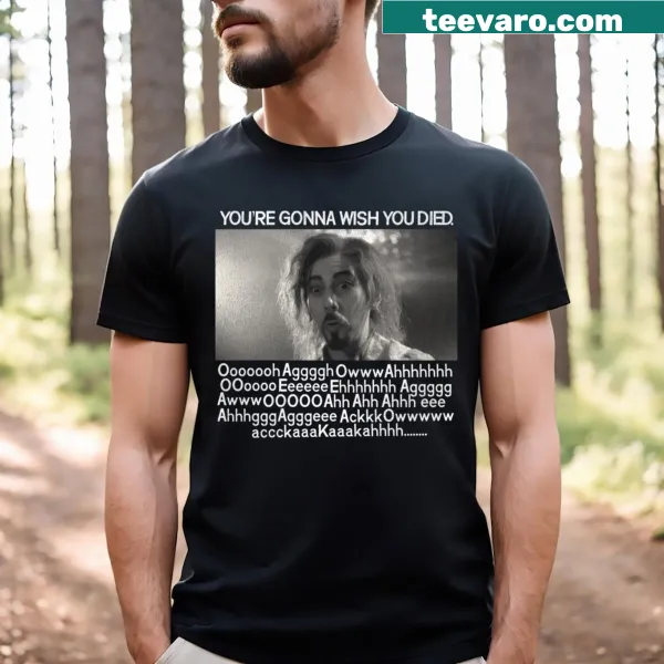 Illustration of a vampire in a death scene on T-shirt