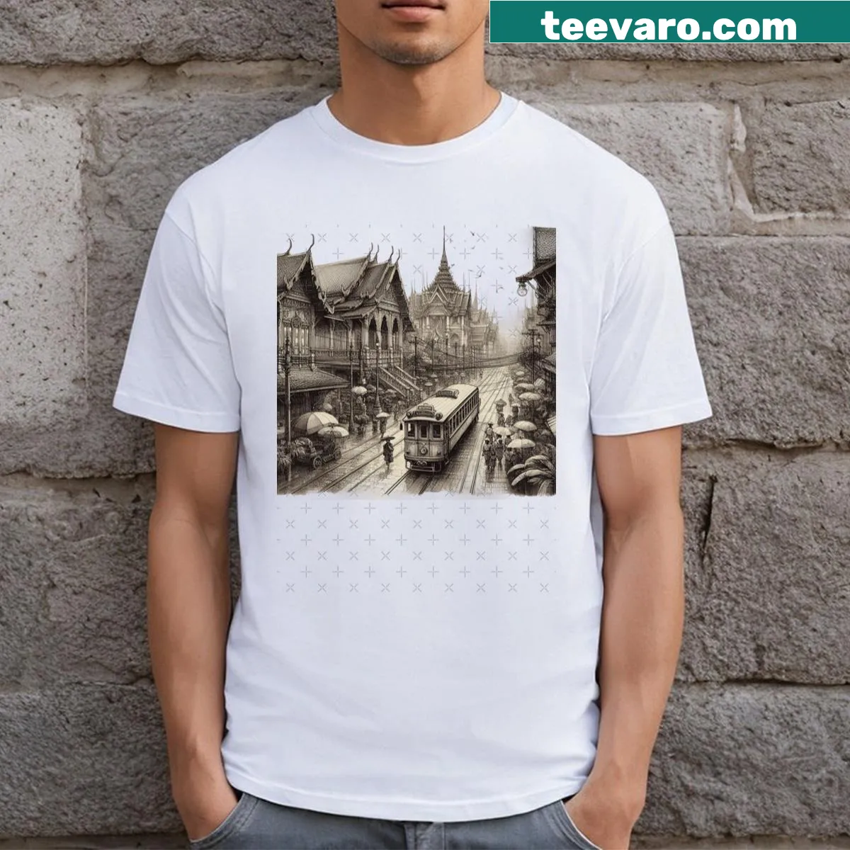 Hand-lettered 'What A Wonderful World' graphic t-shirt — on a men's t-shirt