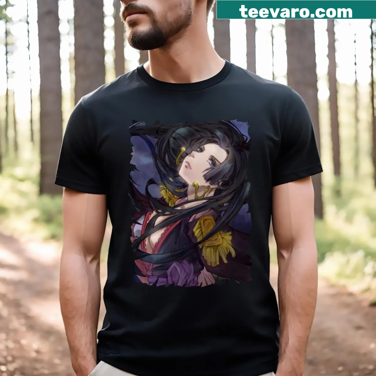 Vintage style Boa Hancock graphic t-shirt for anime fans. — on a men's t-shirt