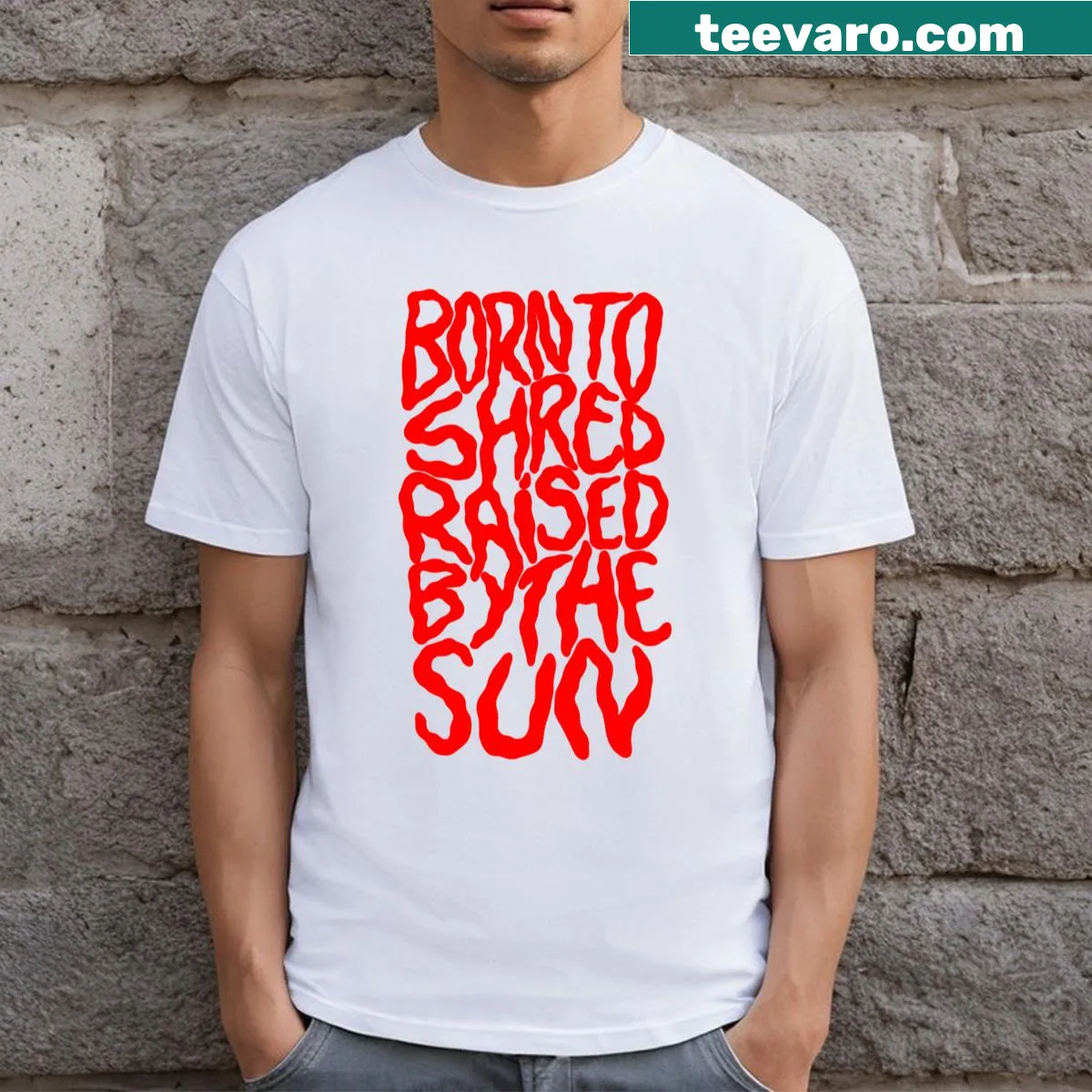 T-shirt featuring 'Born to Shred' graphic for outdoor sports lovers — on a men's t-shirt