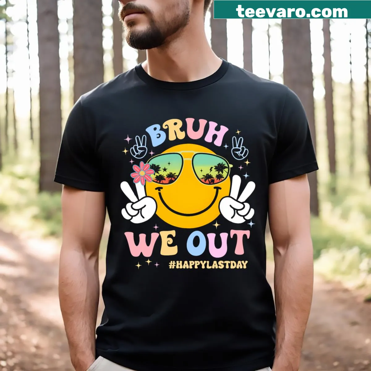 T-shirt with playful text for the last day of school — on a men's t-shirt