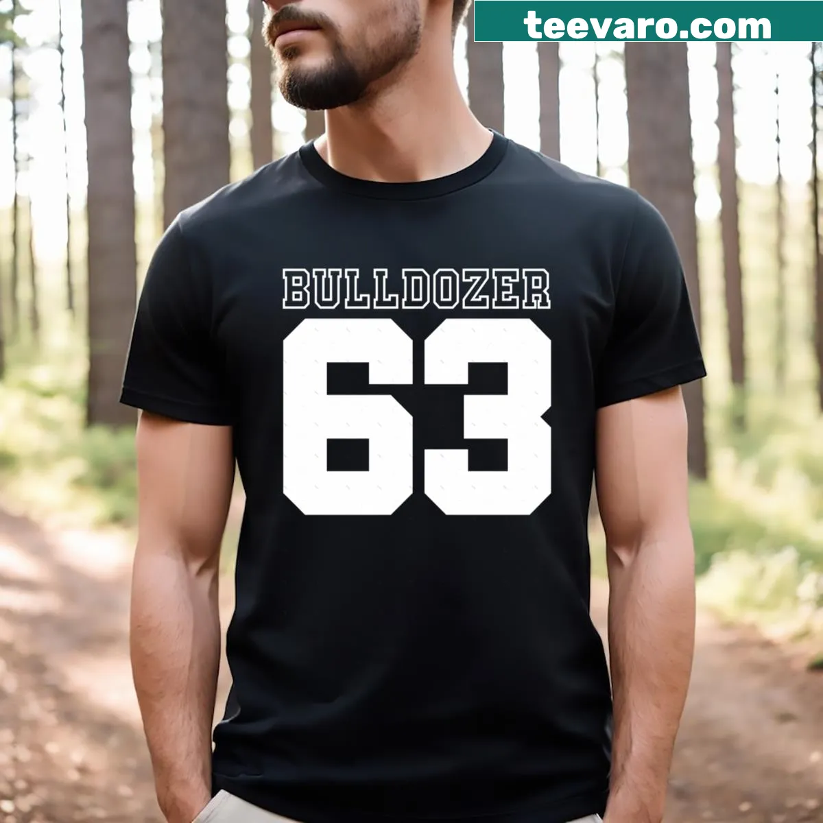 Bold T-shirt featuring a graphic of a bulldozer — on a men's t-shirt