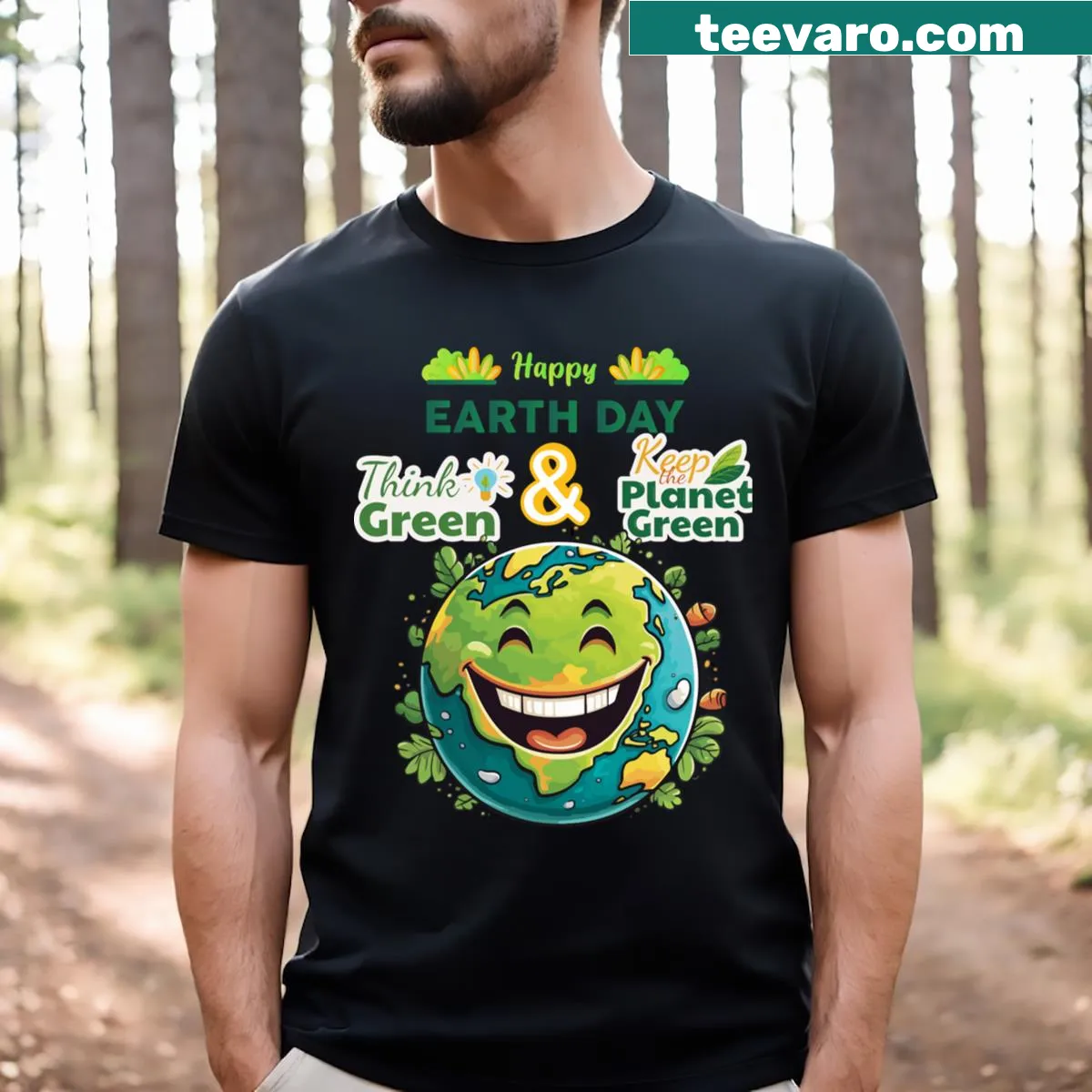 T-shirt celebrating nature with a graphic design inspired by Earth — on a men's t-shirt