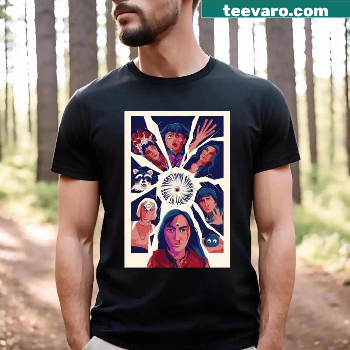 T-shirt featuring abstract typography inspired by Everything Everywhere All At Once — on a men's t-shirt