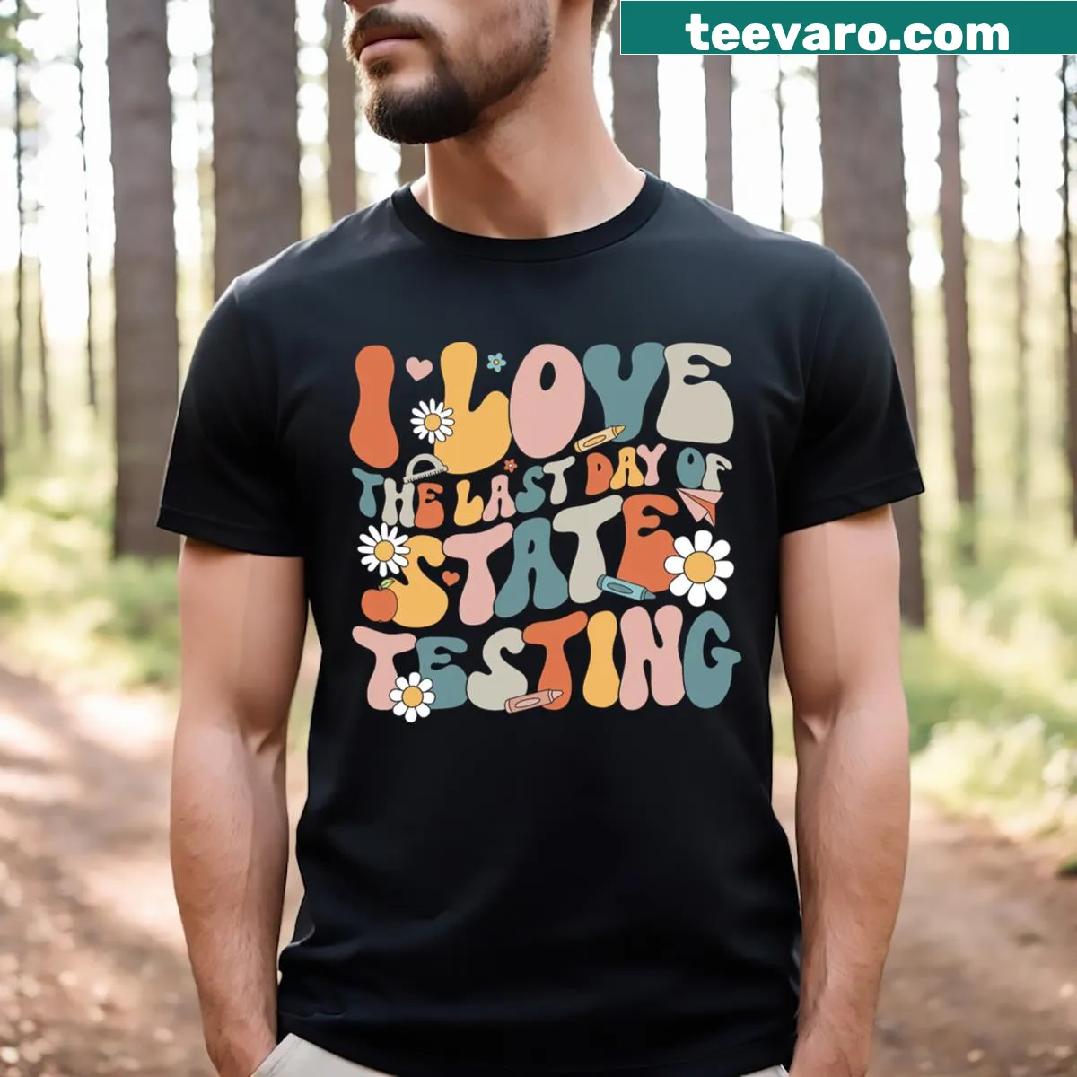 Funny T-shirt for teachers about testing days — on a men's t-shirt