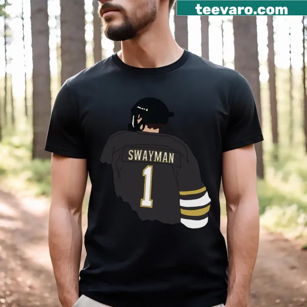 Bold Jeremy Swayman T-shirt with typographic design