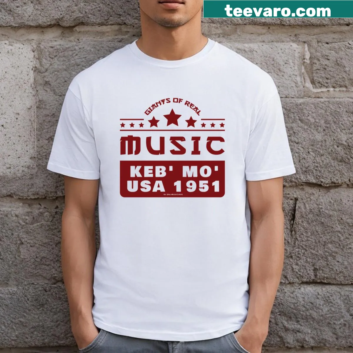 Keb' Mo' USA 1951 Music D47 t-shirt with bold typography — on a men's t-shirt