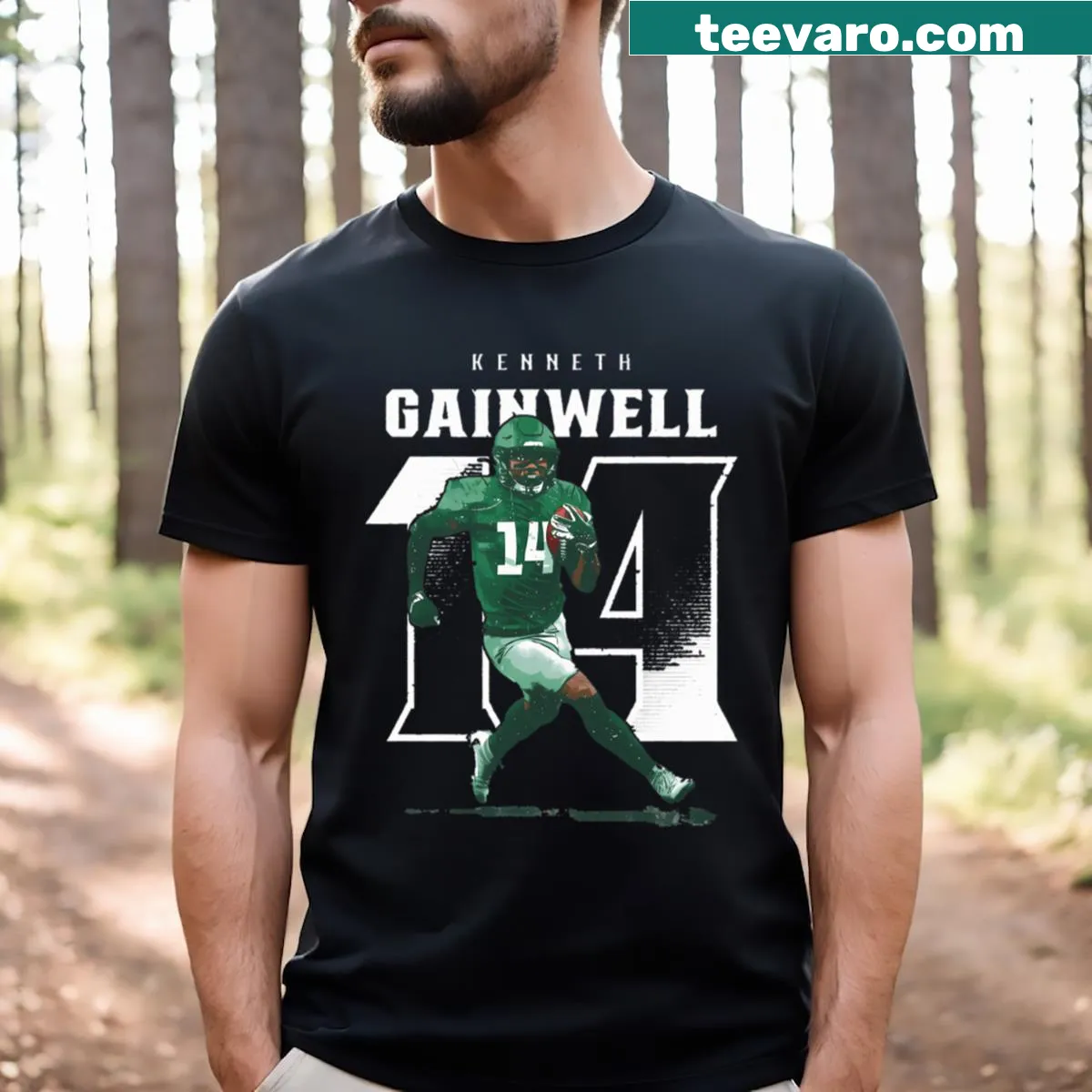Kenneth Gainwell Philadelphia Eagles number T-shirt — on a men's t-shirt