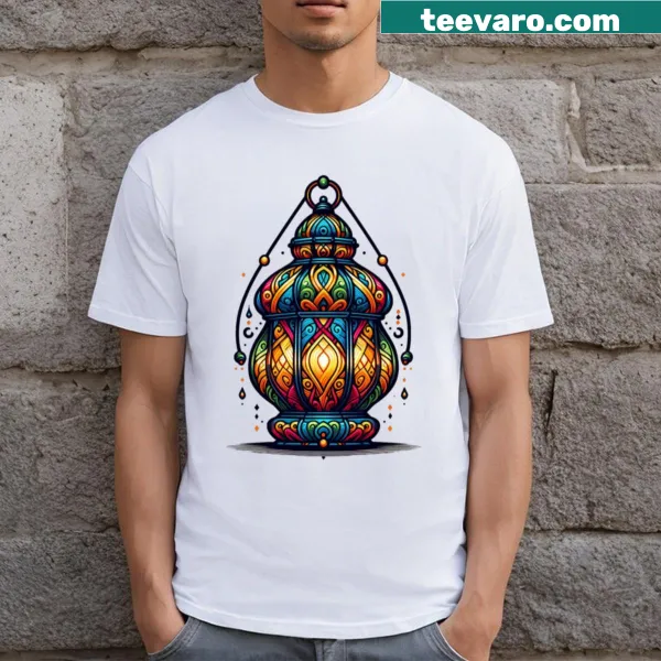 Intricate lantern graphic representing Moorish charm on a T-shirt