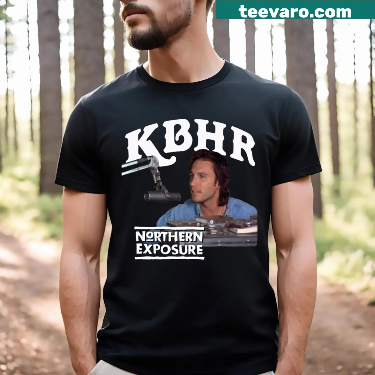 Illustrative T-shirt inspired by northern landscapes and nature — on a men's t-shirt
