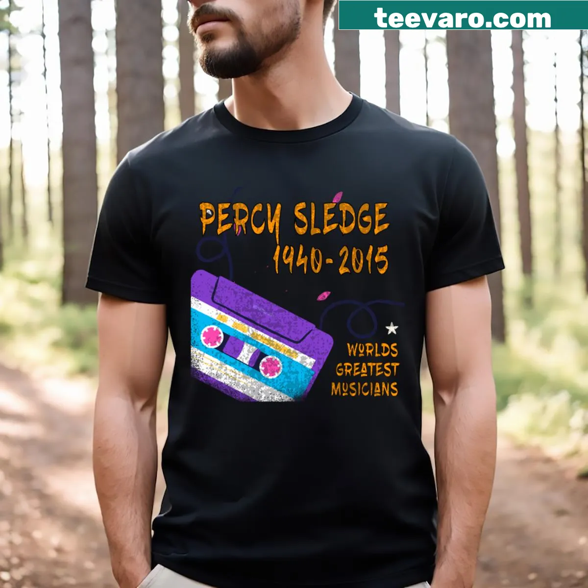 Vintage T-shirt celebrating Percy Sledge and his music legacy — on a men's t-shirt
