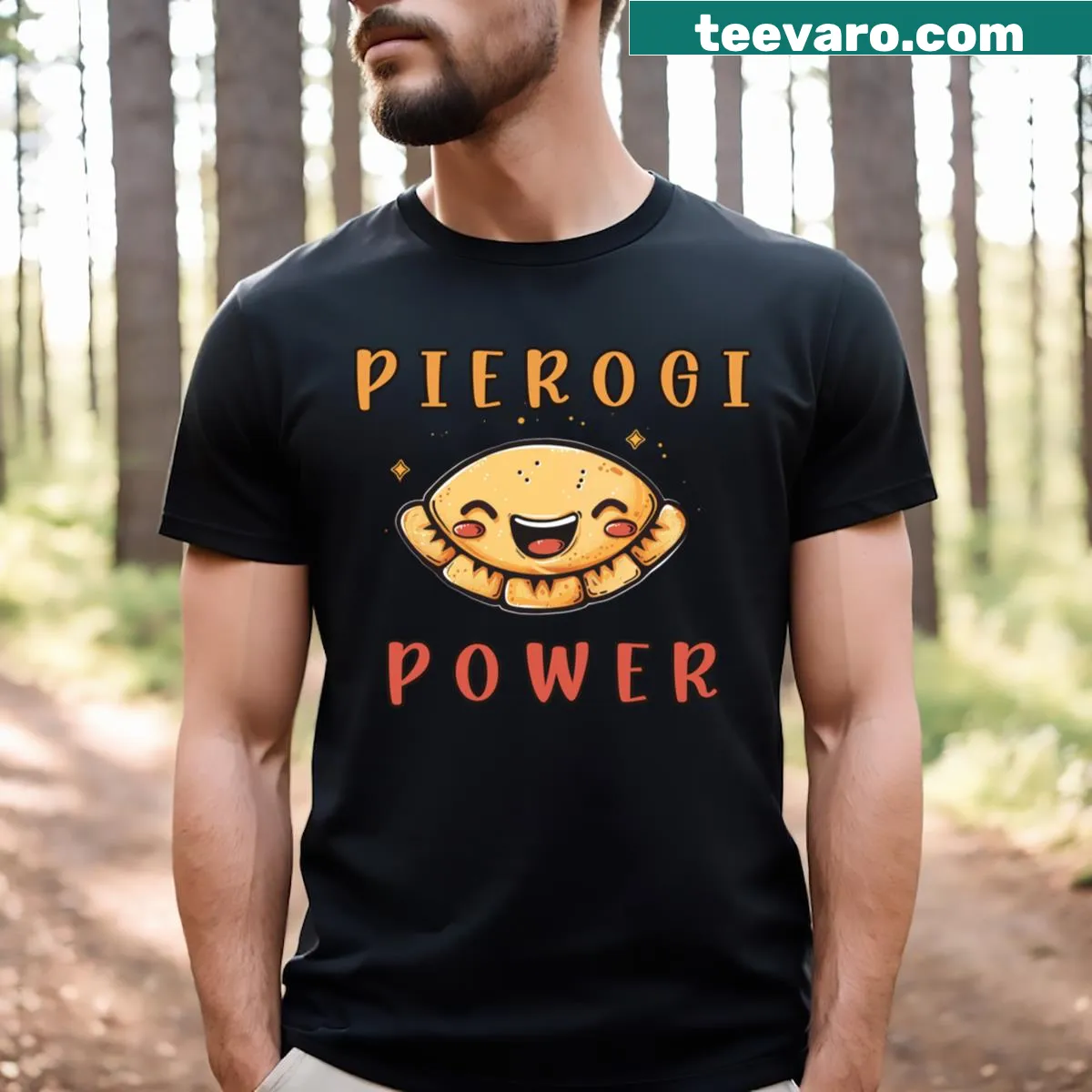 T-shirt declaring Power Mom in bold typography — on a men's t-shirt