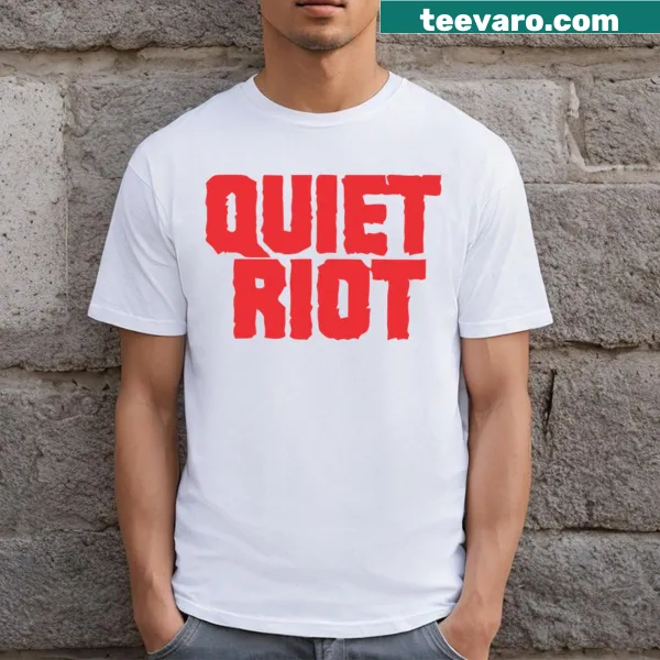 Typographic Quiet Riot graphic on a casual T-shirt