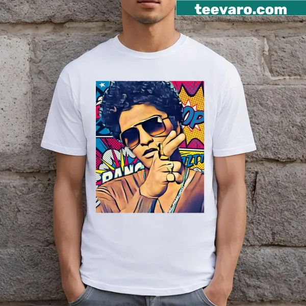 Illustrative T-shirt celebrating Bruno Mars' international musical influences