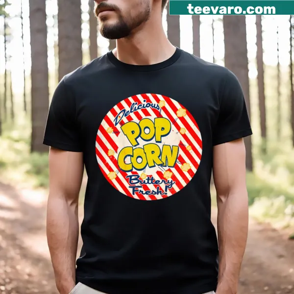 Vintage popcorn sign graphic T-shirt perfect for movie nights