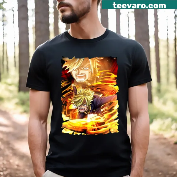 Cartoon-style T-shirt featuring Sanji from anime.
