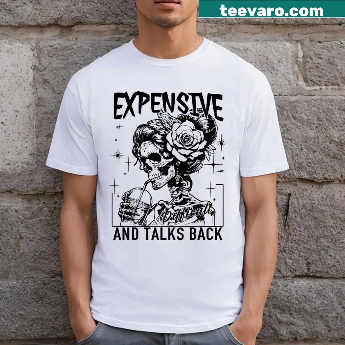Funny t-shirt for moms with the saying about skeletons — on a men's t-shirt