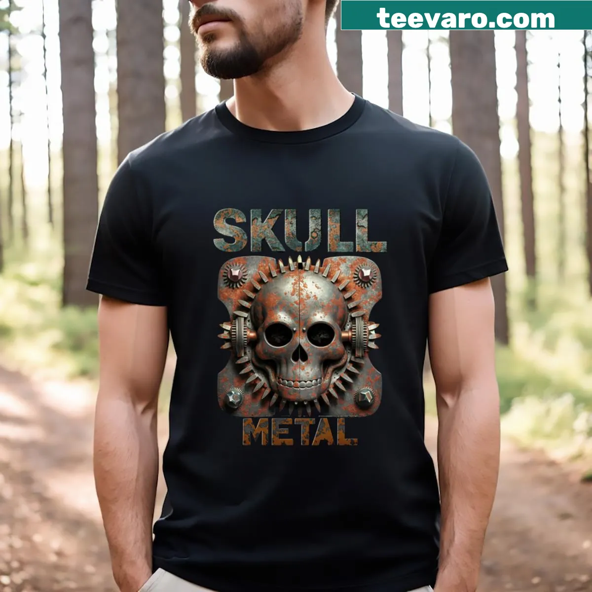 Vintage distressed skull graphic on a T-shirt — on a men's t-shirt