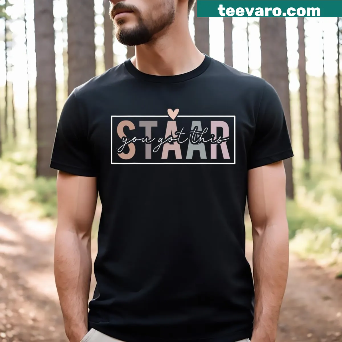 Motivational teacher T-shirt with leopard graphic for test day — on a men's t-shirt