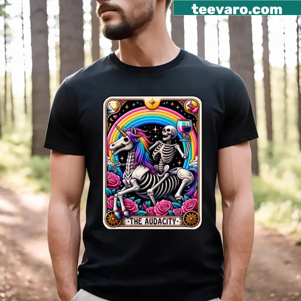 Bold typography 'Audacity' T-shirt with striking font.