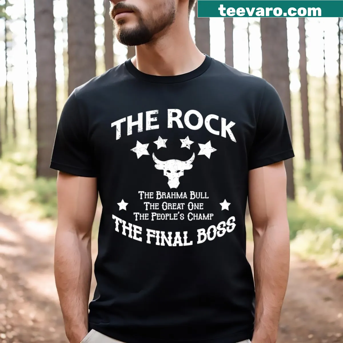 Bold bull graphic on a motivational T-shirt featuring empowering phrases — on a men's t-shirt