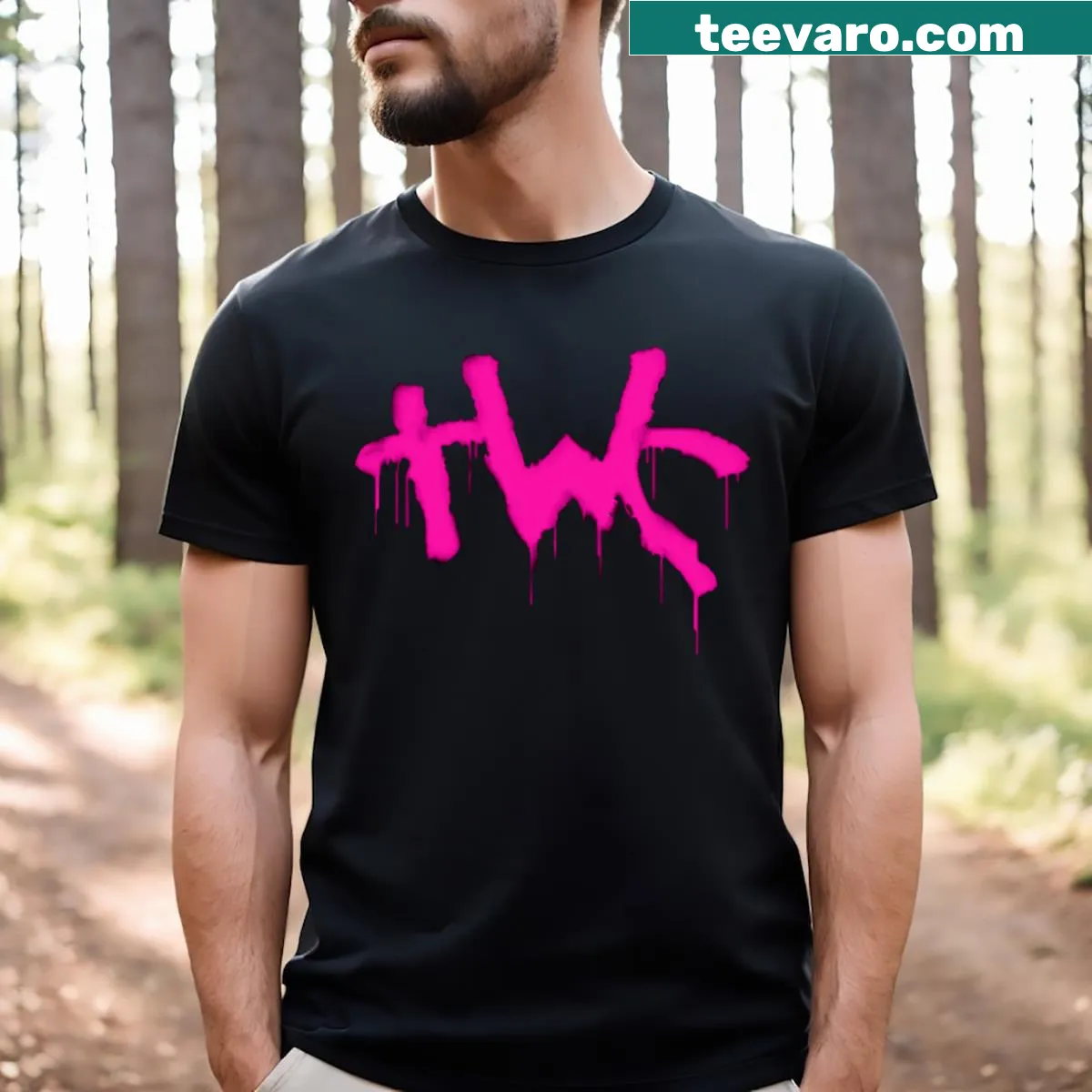 Urban-inspired T-shirt featuring abstract graffiti-style typography — on a men's t-shirt