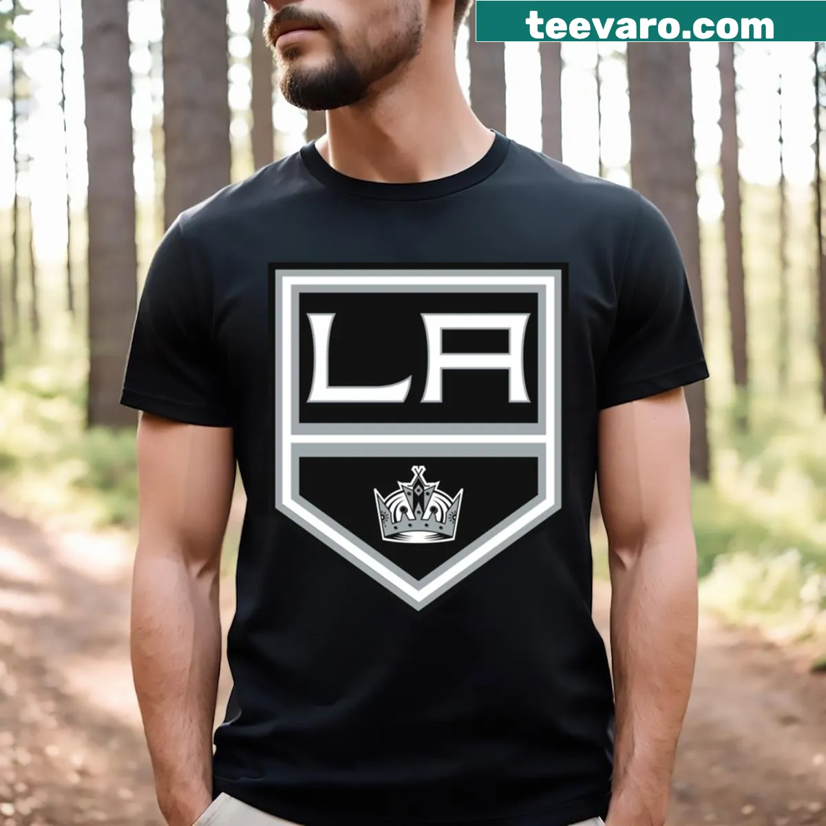 T-shirt featuring a typography tribute to Kings and Angeles game — on a men's t-shirt