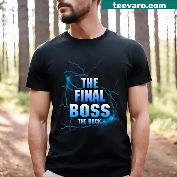 Graphic text design referencing gaming's final boss on a t-shirt