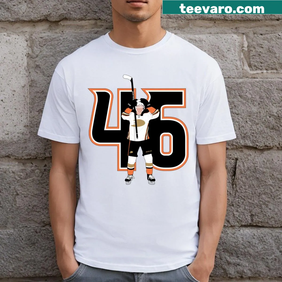 Trevor Zegras t-shirt featuring alley-oop reaction graphic — on a men's t-shirt