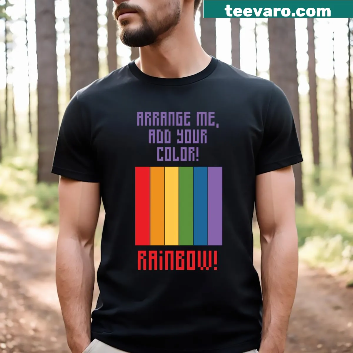 Playful T-shirt inviting creativity and colorful expression — on a men's t-shirt