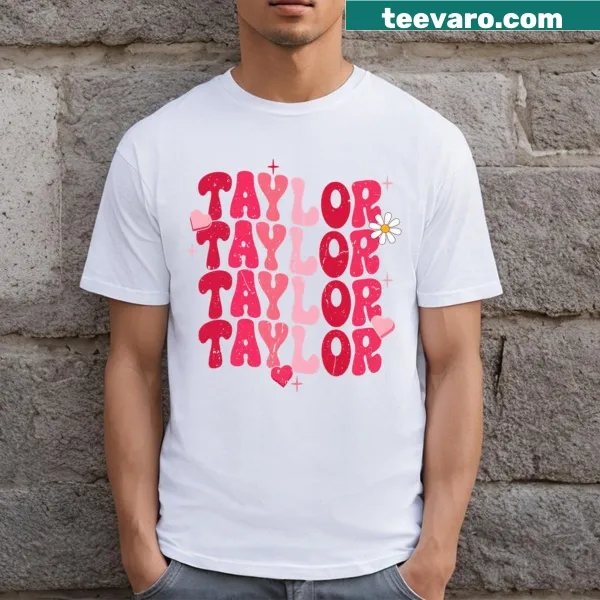 Vintage personalized I Love Taylor t-shirt with heart design