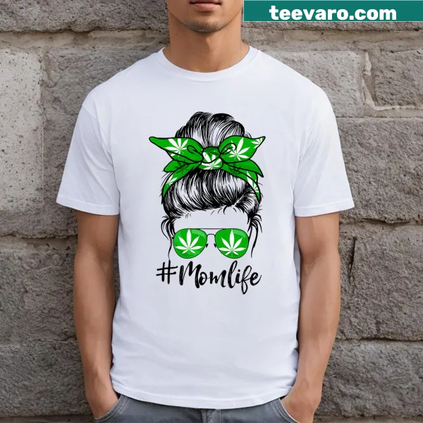 Humorous Weed Mom t-shirt with pot leaf illustration