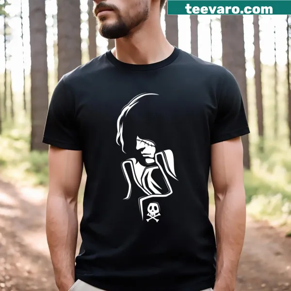 Minimalist silhouette t-shirt featuring Harlock design