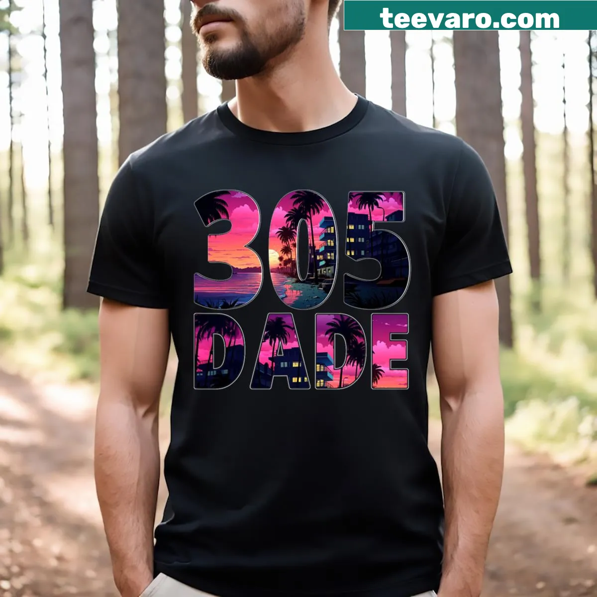 Miami skyline graphic t-shirt celebrating Dade County — on a men's t-shirt