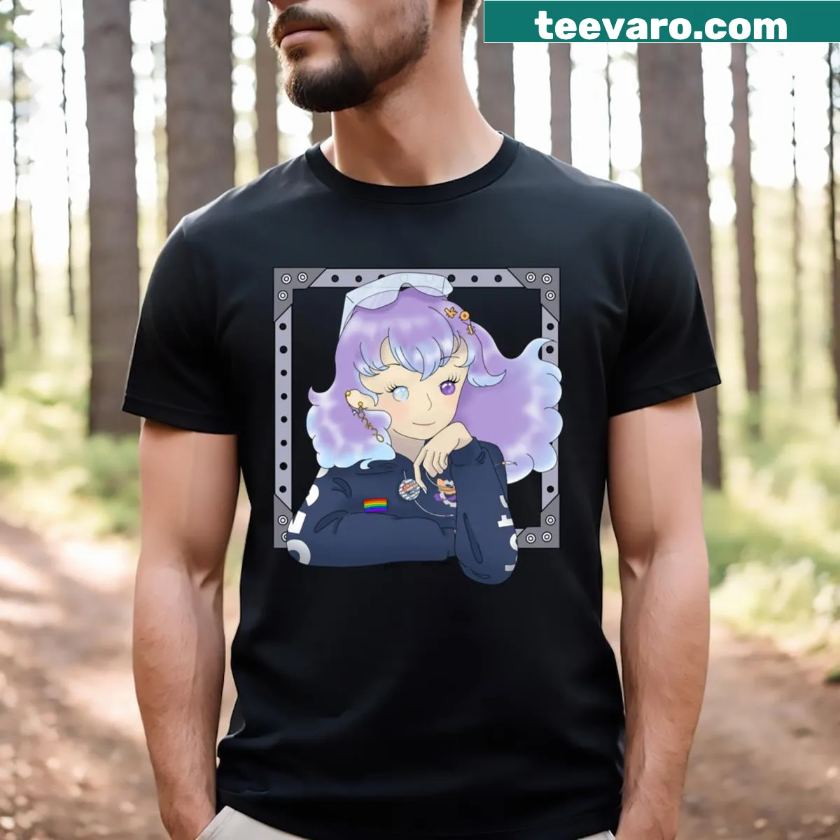 Anime girl graphic T-shirt for fans — on a men's t-shirt