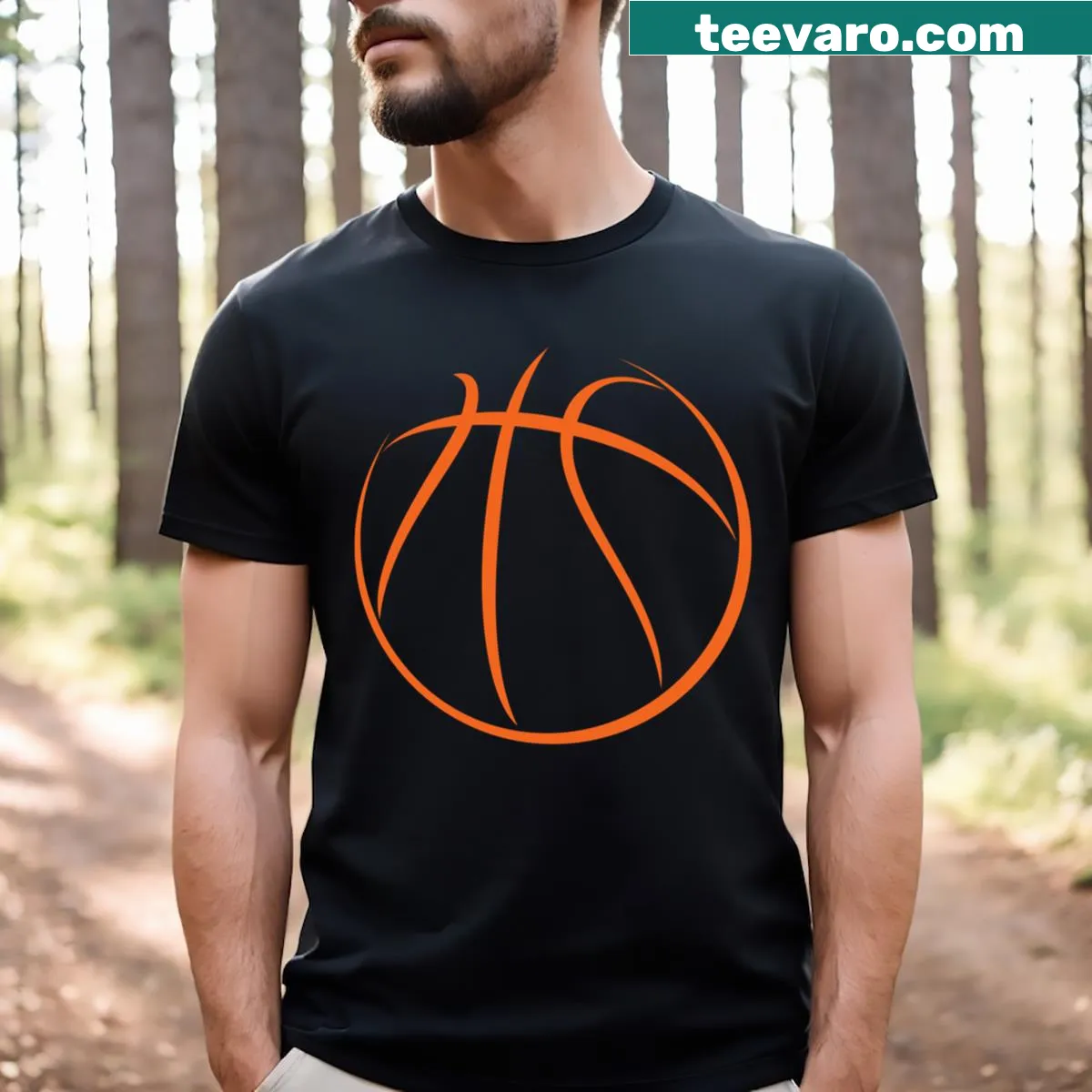 Basketball-themed T-shirt with graphics and text — on a men's t-shirt