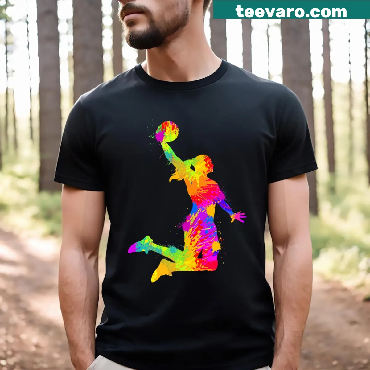 Basketball Girl T-shirt featuring a fun sports graphic — on a men's t-shirt