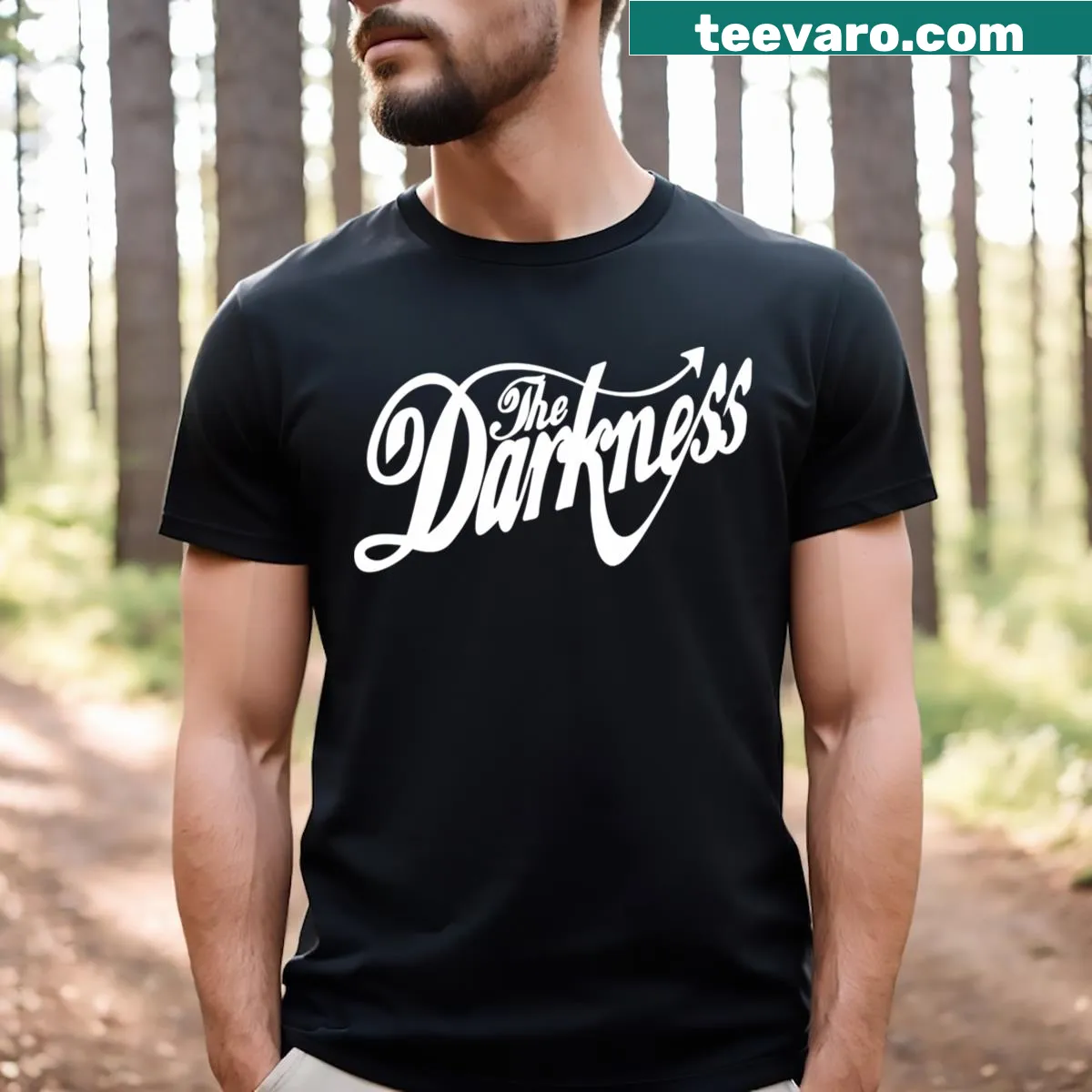 Vintage-style T-shirt celebrating The Darkness band — on a men's t-shirt