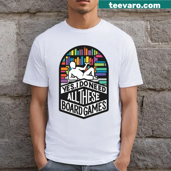 T-shirt featuring humorous board gamer phrases