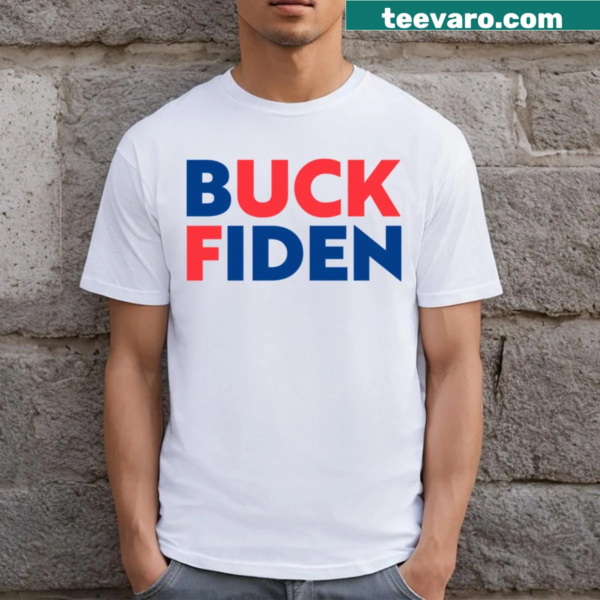Funny Buck Fiden T-shirt with humorous wording — on a men's t-shirt