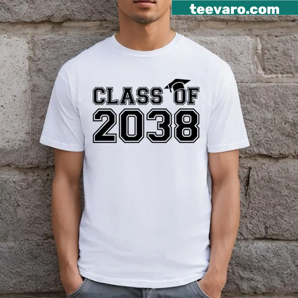 First Day Of School T-shirt for Class of 2038 with uplifting design