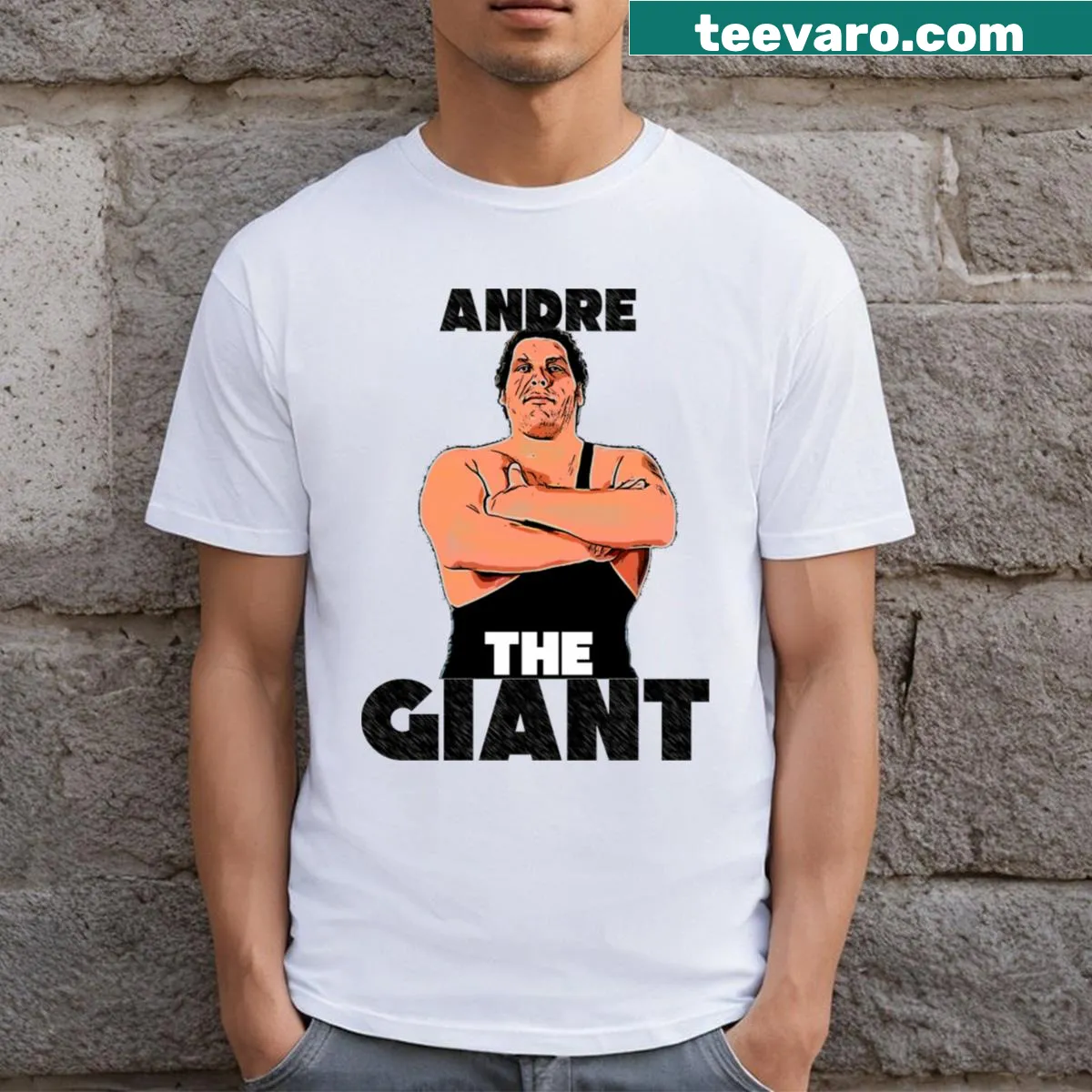 Illustration of Andre The Giant on a T-shirt — on a men's t-shirt