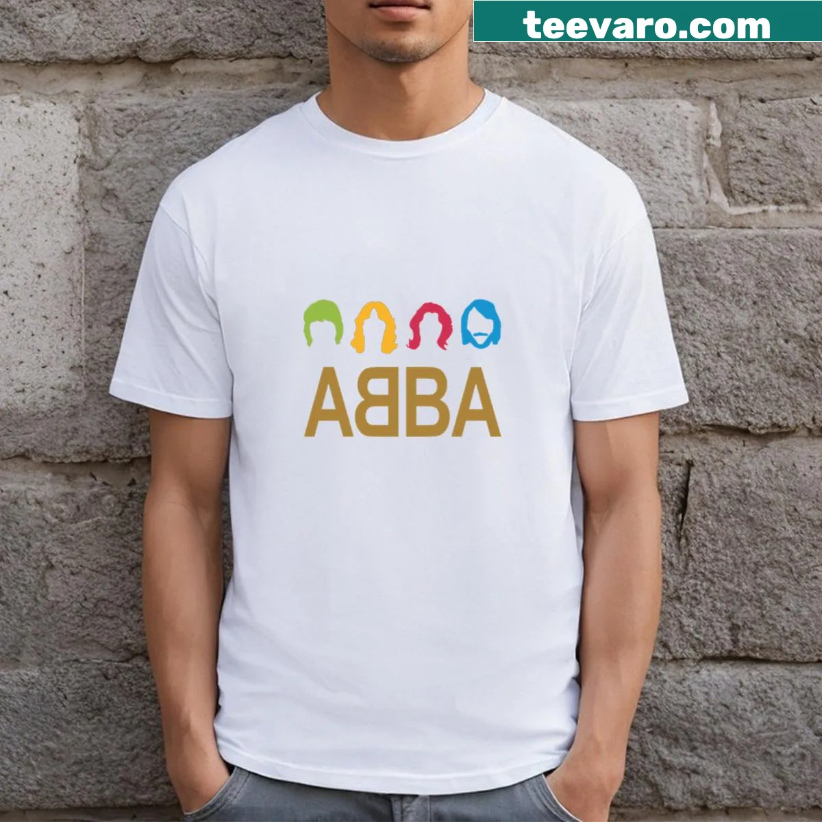 Minimalist typography design celebrating Abba Bandtour concert — on a men's t-shirt