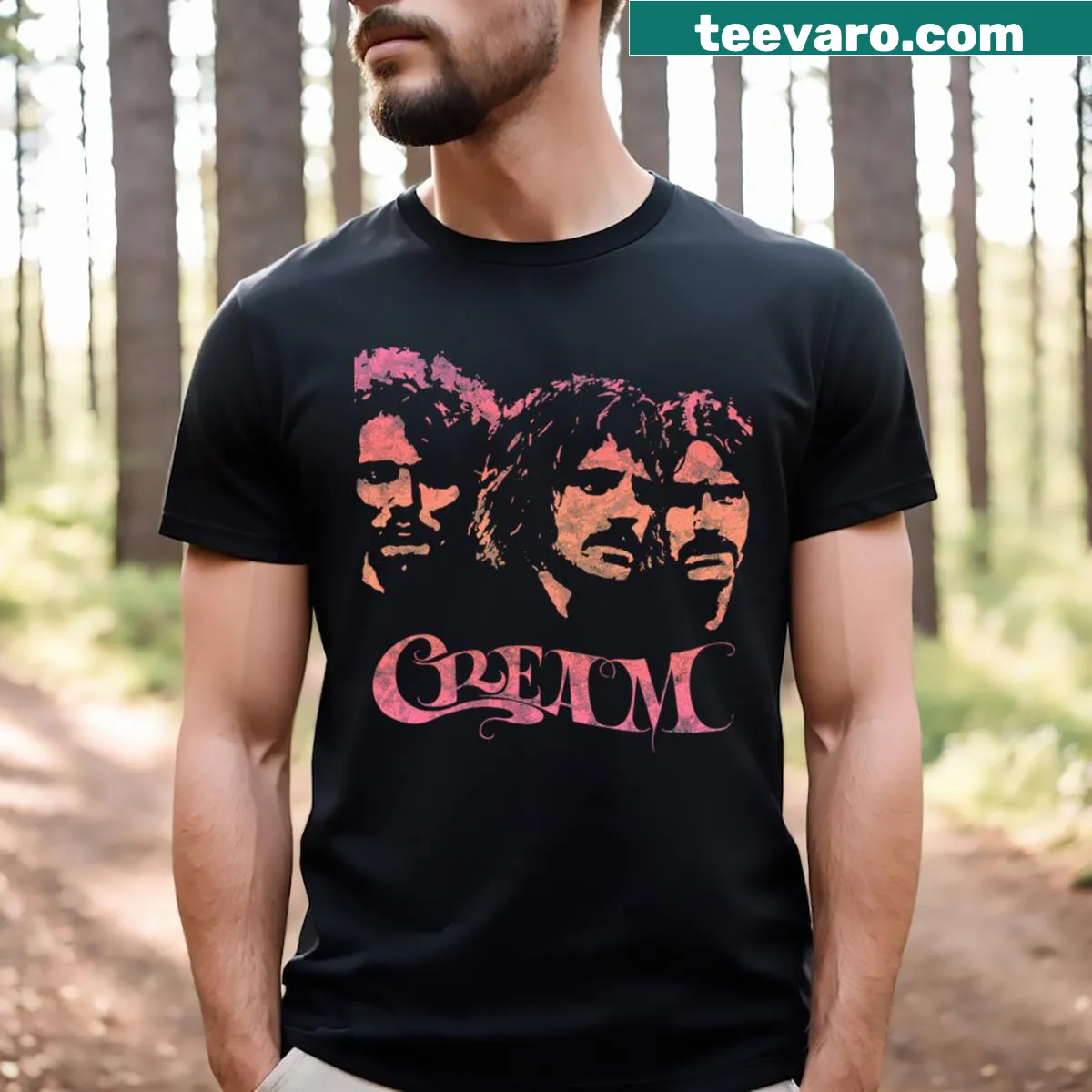 Cream Band T-shirt featuring classic design — on a men's t-shirt