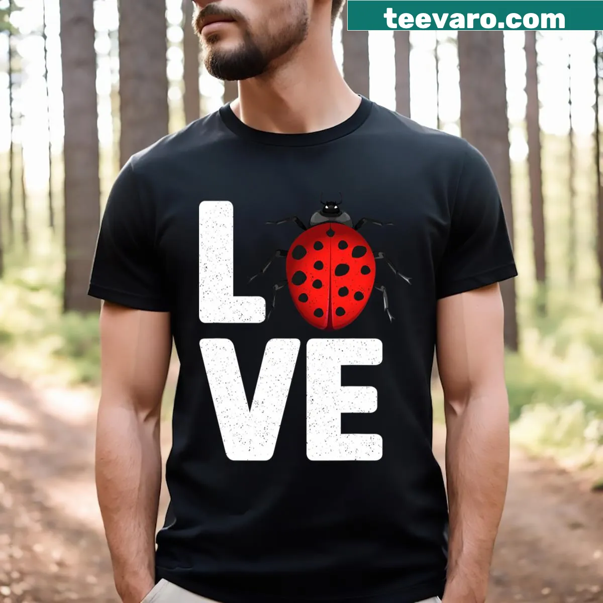 Illustration of a cute ladybug on a T-shirt — on a men's t-shirt