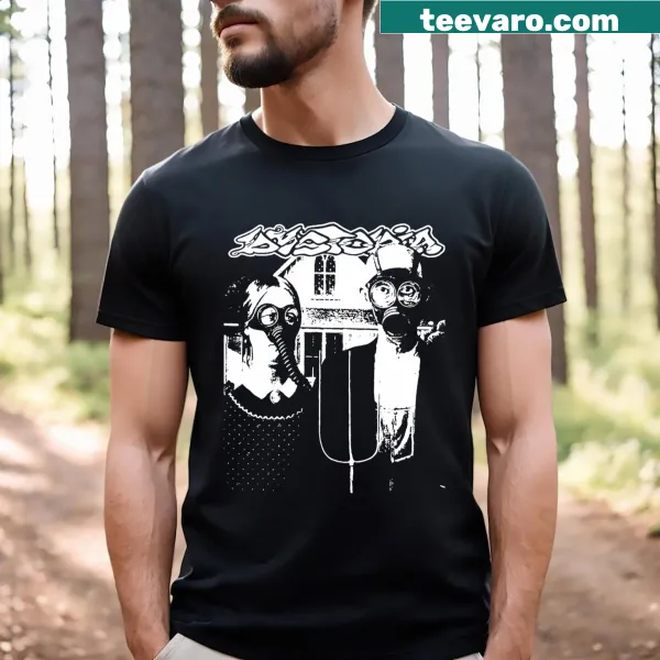 Vintage graphic of a punk band on a Dystopia t-shirt