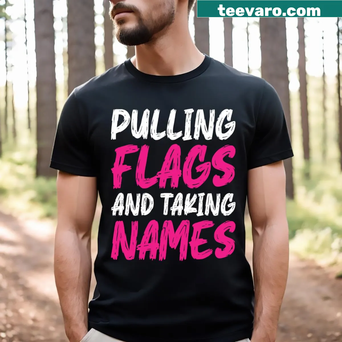Flag football t-shirt designed for girls with playful wording — on a men's t-shirt