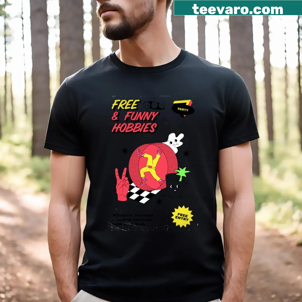 Funny hobbies t-shirt with playful text about creativity — on a men's t-shirt